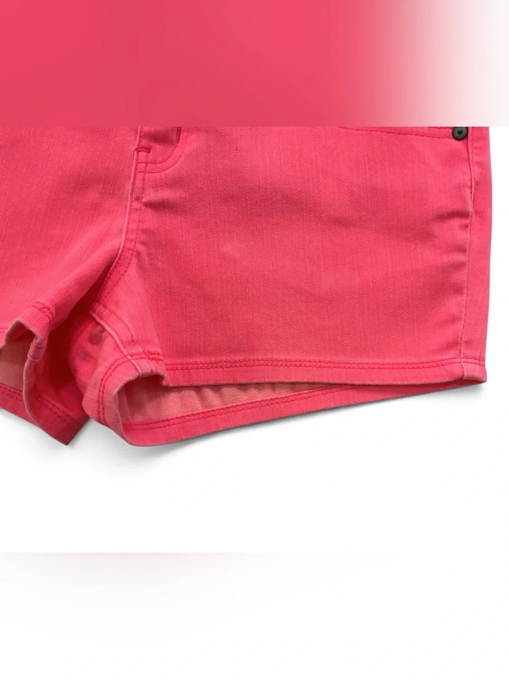 Justice Girls Pink Twill Denim Shorts Size 14.5 Plus Stretch Mid Rise NWT